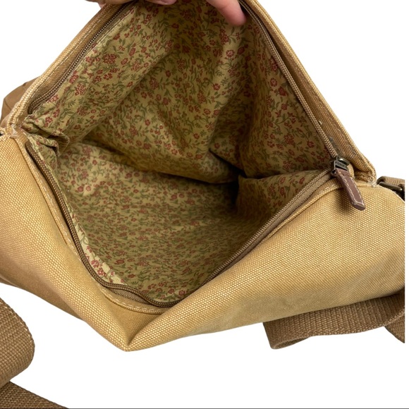 Fossil Tan Canvas Crossbody Messenger Bag - Vintage - Foldover - Picture 10 of 15